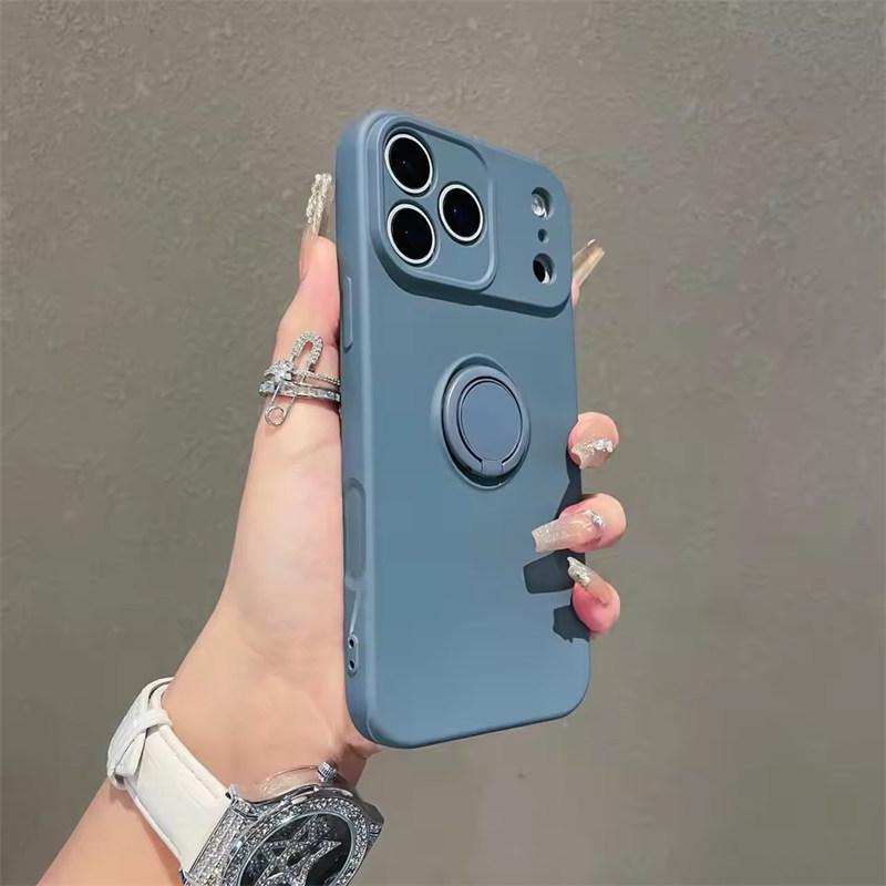 Противоударный чехол для телефона с подставкой-кольцом для iPhone 17 Air 16e 15 14 13 12 11 Pro Max Plus Xs XR Mini Матовый силиконовый мягкий чехол