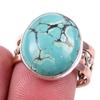 Natural Tibetan Turquoise Gemstone 925 Solid Silver Two Tone Ring Size 9US T6M98