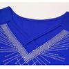 New Summer Short Sleeved V-Neck Women's T-Shirt Fashion Sexy Hollow Out Hot Diamonds Tops High Strecth Mesh Slim Tees