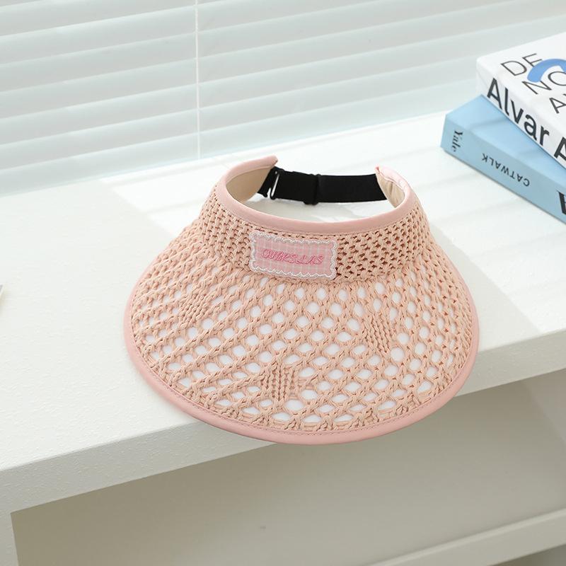 Children's Sun Protection Hat Summer Empty Top Sun Hat Boys and Girls UV Sun Hat Cartoon Straw Woven Hat Cool Hat