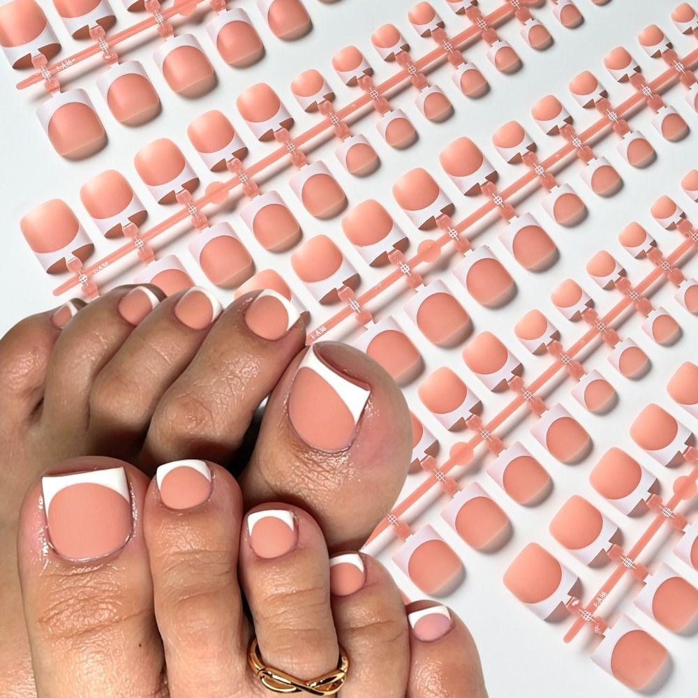 150pcs French False Nails Full Cover False Toenails Fashion Short Tip Toenail DIY Home Manicure