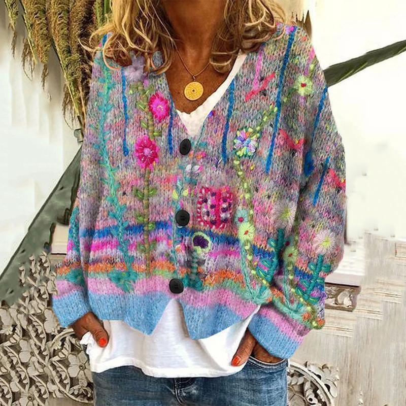 2026 Cross-border Christmas Abstract Print Casual Velvet Cardigan Cape Coat
