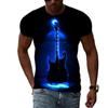 Summer Fashion Guitar Picture  T-Shirts For Men Casual 3D Print Tees Hip Hop Personality Round Neck Short Sleeve Tops