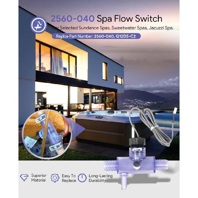 2560-040 Датчик потока для Sundance Spas, гидромассажной ванны Jacuzzi и Sweetwater Spas, Запасная часть Q-12DS-C2