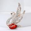 Fashion High-End Alloy Rhinestone Swan Brooch Elegant Temperament Women'S Suit Coat Corsage Jewelry Pin