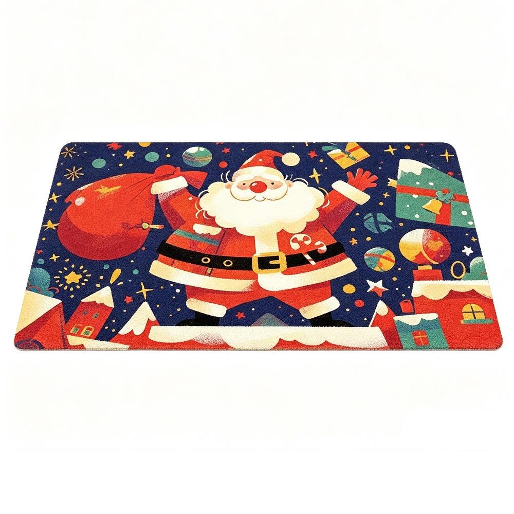 Machine Washable Christmas Door Mat Non-Slip Backing Festive Entrance Rug For Corridors