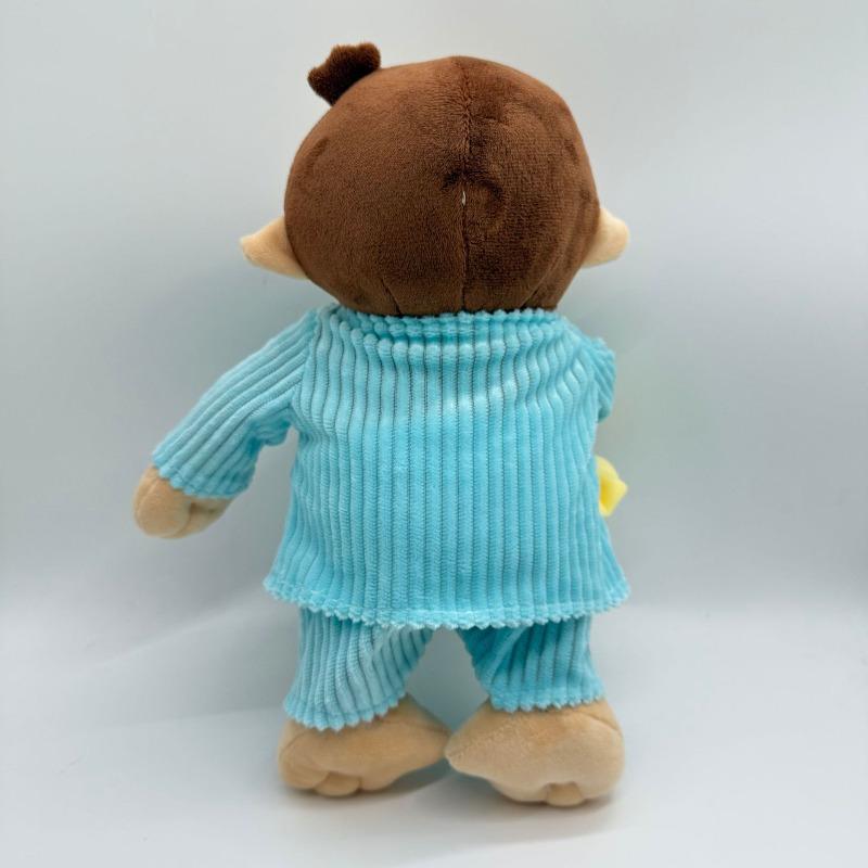New Cute Curious George Monkey Plush Toy in Pajamas Cute Monkey Stuffed Doll with Banana Soft Animal Plushie Home Sofa Decor Gift for Kid Cartoon Fans