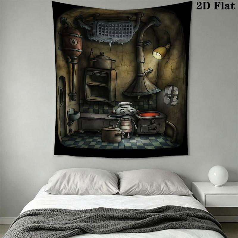 Machinarium Wall Hanging Printed Fabric Blanket Decorative Tapestries for Bedroom Living Room Home Decor