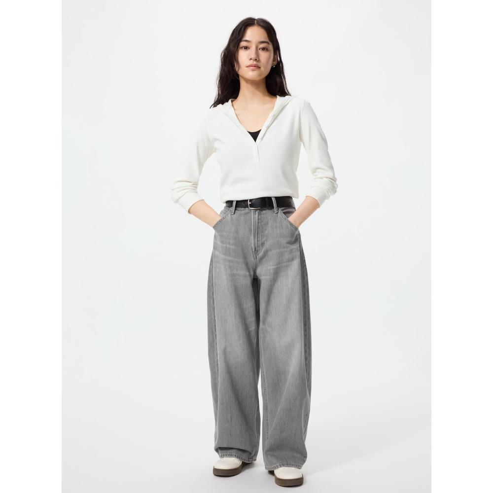 Uniqlo Япония Выхлопная Бочка Нога Джинсы Короткие