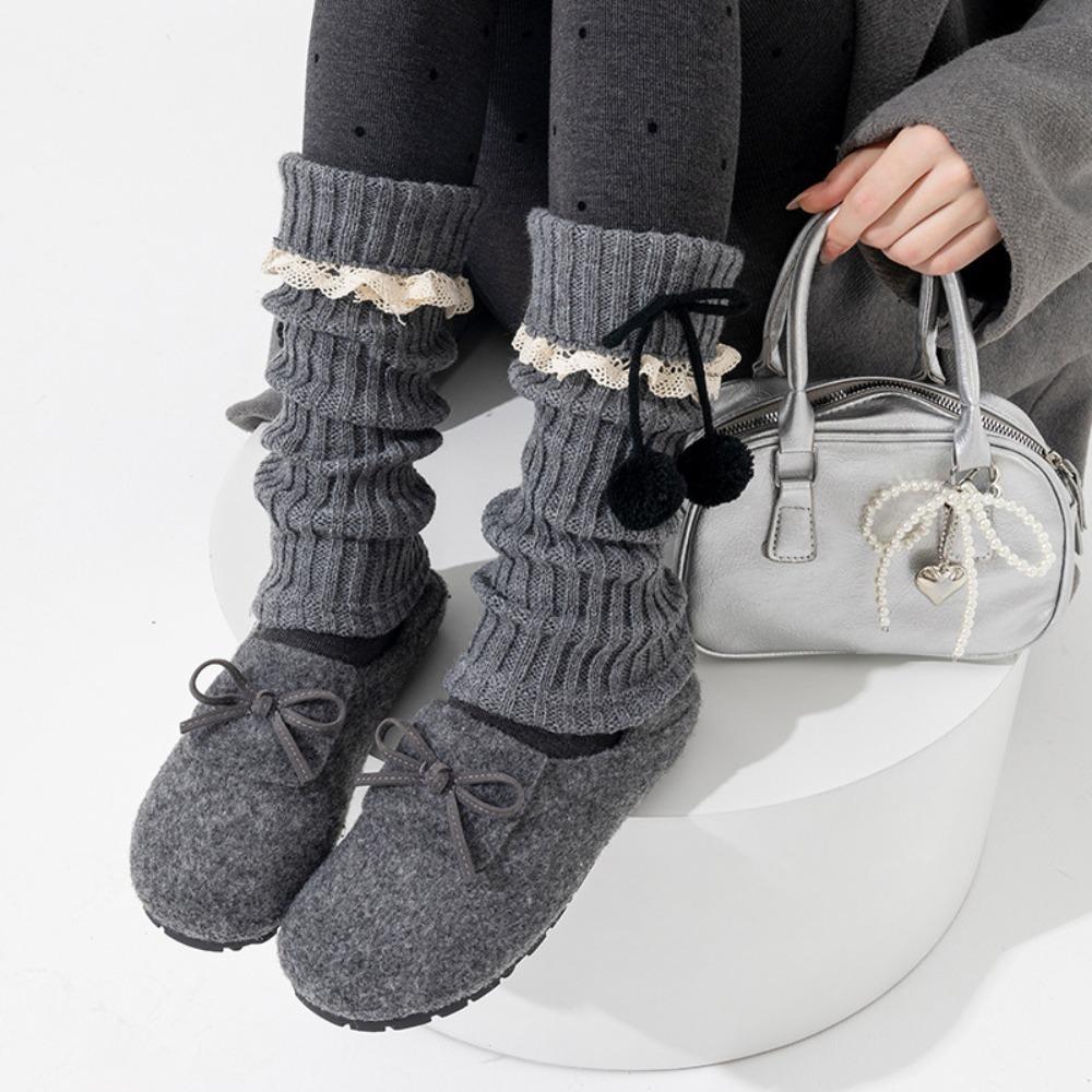 Y2K Lolita Bowknot Boots Cover Lace Women's Leg Warmers Fashion Mid-tube Socks  Girl