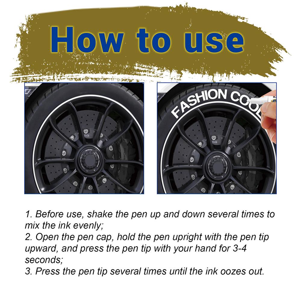 White Waterproof Cars Wheel Tire Oily Mark Pen Auto Rubber Tyre Paint Pen Permanent Marker Graffiti Touch Up Car Accessories