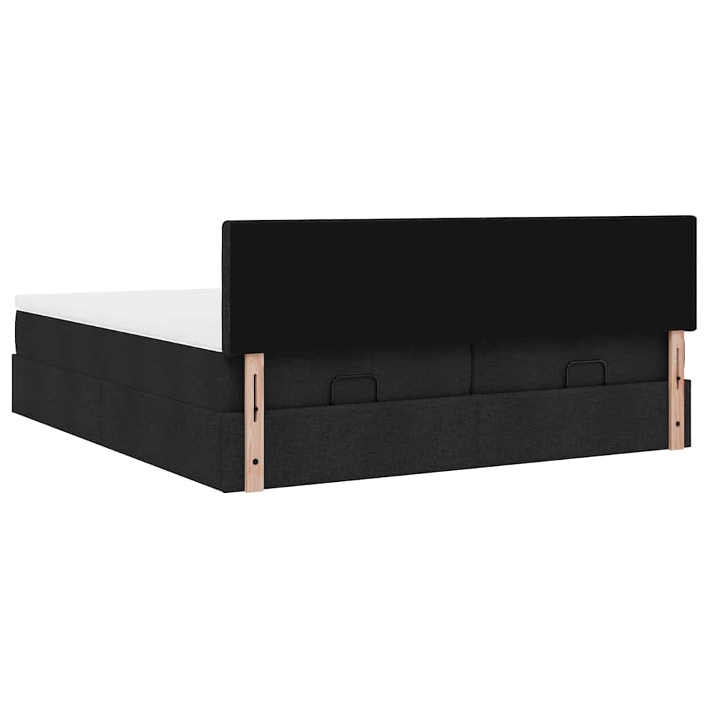 Ottoman Bed with Mattresses & LEDs Black 180x200 cm Fabric