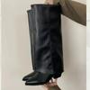 Высокие сапоги женские сапоги 2024 года трендовые туфли на высоком каблуке с острым носком женские зимние дизайнерские зимние сапоги кожаные готические мотоциклетные ботинки женские