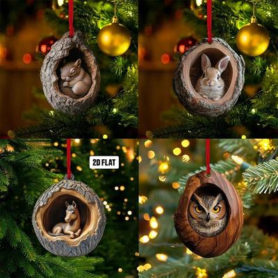 2D Плоская Подвеска Лошадь Сова Украшение на Рождественскую Елку Акриловый Пони Рождественское Украшение Рождество