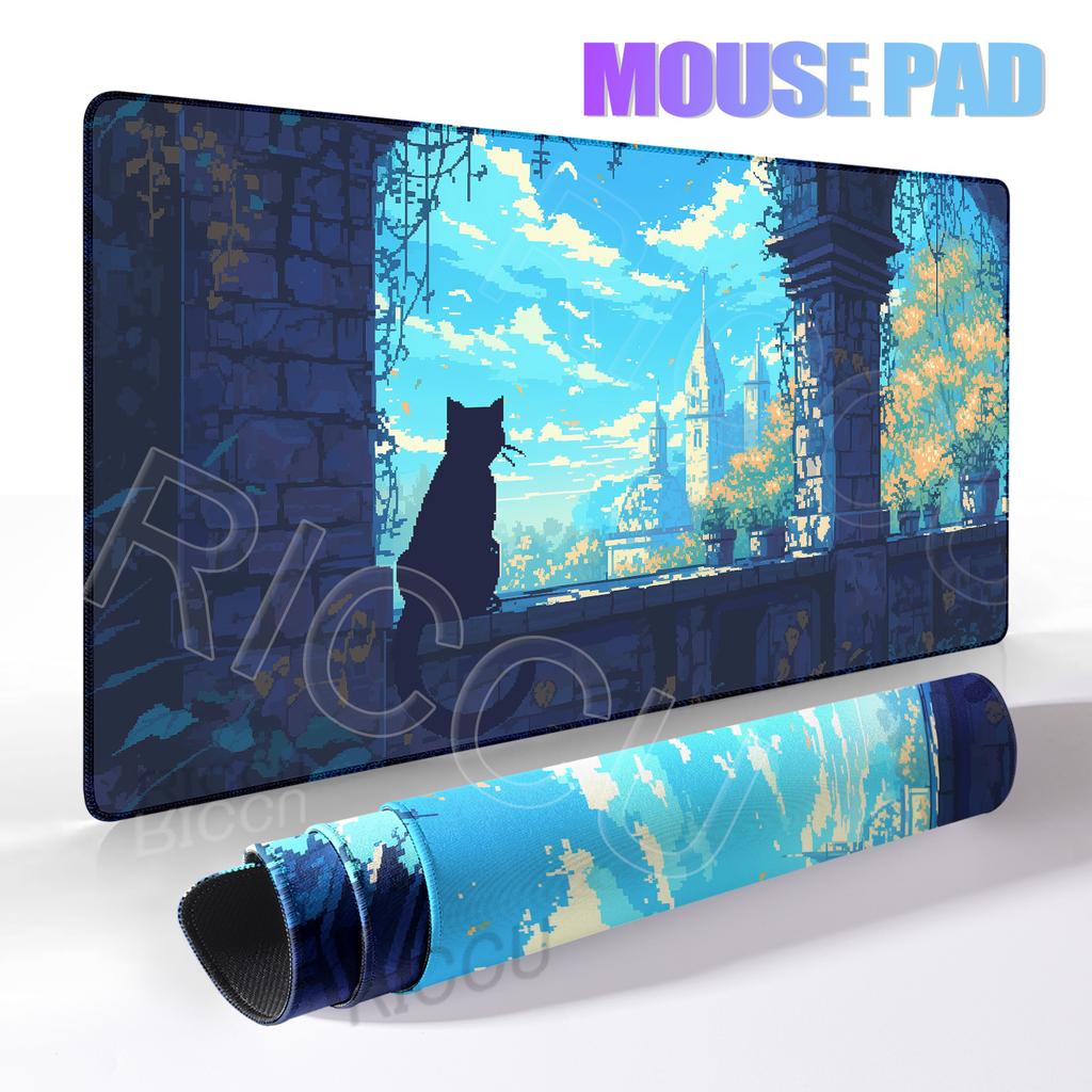 Pixel Kitten Mouse Pad Non-slip Gaming Mousepad Computer Gamer Accessories Keyboard Rug Anime Desk Mat Office Accessories