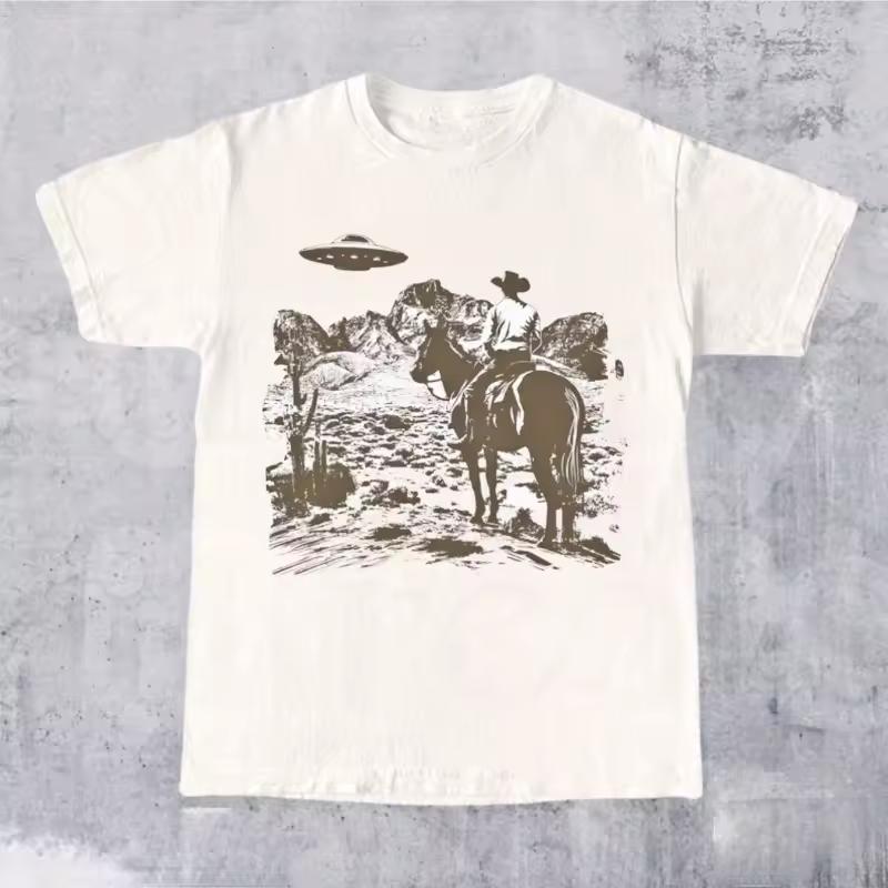 Men's Retro Western Style T shirt, Men's T shirt, Summer New Style, Unisex Trendy Casual Fashion T shirt