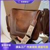 Popular Retro Shoulder Bag Autumn and Winter New Wide Shoulder Strap Messenger Bag Niche Commuter Bucket Bag