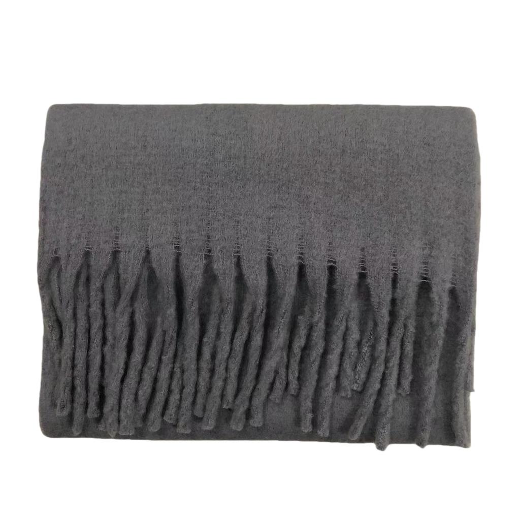 Solid Color Mohair Loop Yarn Scarf Women's Autumn and Winter New High-end Versatile Warm Scarf Shawl Dual-purpose