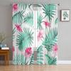 Seamless Pattern Tropical Background With Flowers Chiffon Sheer Curtains Living Room Bedroom Decor Window Voiles Tulle Curtain