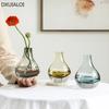 DXUIALOI Nordic Creative Colored Transparent Glass Vase Housewarming Gift Home Living Room Flower Arrangement Vase Decoration
