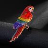 Vintage Women Men Parrot Bird Crystal Heavy Industry Badges Brooches Retro Classic Gorgeous Rhinestone Unisex Pins Jewelry