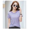 Summer Women's T-shirt Loose Round Neck Short Sleeve Striped Top
