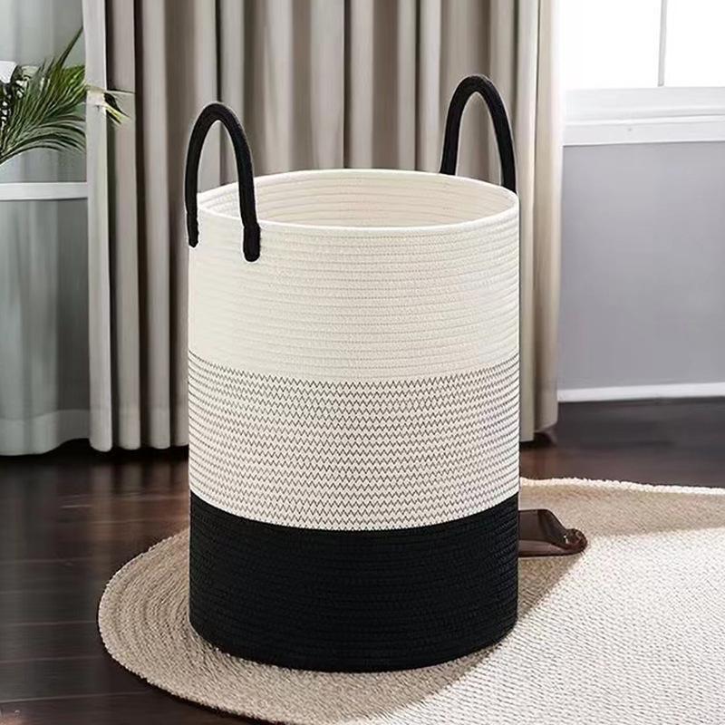 Handmade Cotton Rope Storage Basket, Nordic Style, Multi-Size & Color Options for Home & Living Room.