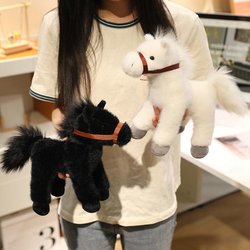 Cute Simulation Little White Horse Doll Plush Toy Foal Black Hat Doll Children'S Doll Birthday Gift