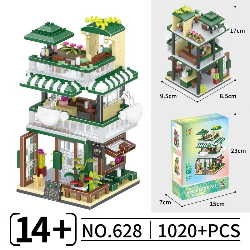 Mini Blocks Cabin Architecture Flower House Cake Coffee Shop Building Bricks Diy Toys For Boy Gift Girl Present New Year