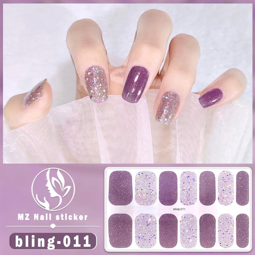 Наклейка-гель для ногтей Meizhi 14-Finger Bling Aurora - самоклеящаяся, водостойкая, без герметика