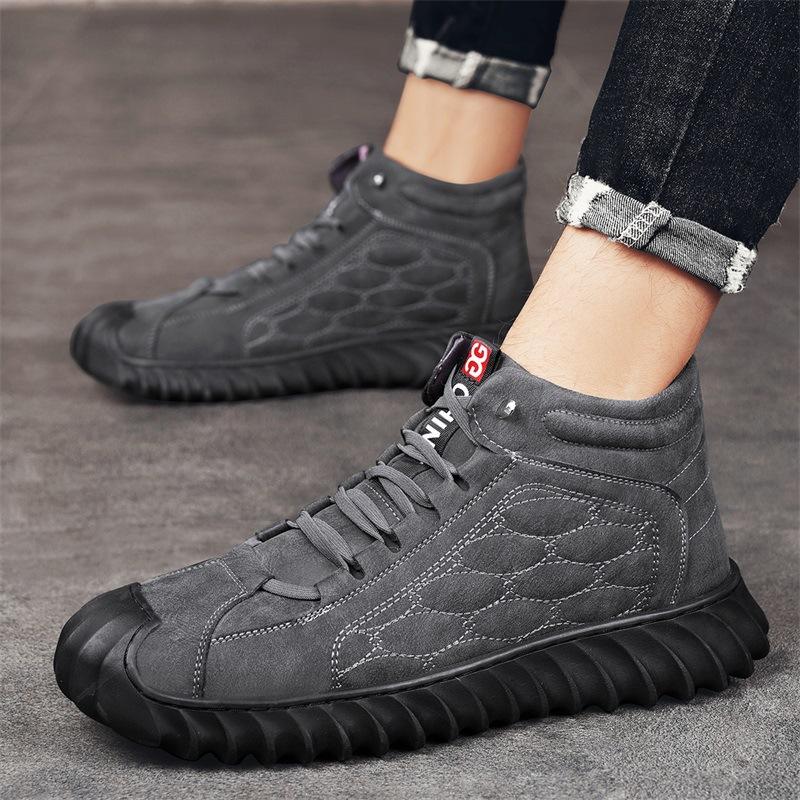 Теплая меховая зимняя мужская обувь для мужчин, платформа, кожаные ботильоны, модная новинка, лаконичная повседневная рабочая обувь, обувь высокого качества