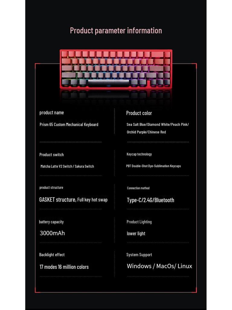 Механическая игровая клавиатура Tuo Tuo из алюминиевого сплава с RGB-подсветкой и трехрежимной настройкой