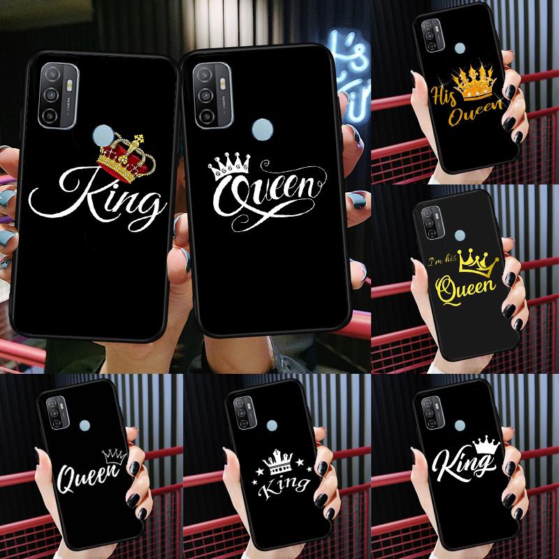 Чехол-пара с коронами QUEEN & KING для Oppo A96 A76 A16 A15 A17 A52 A72 A54S A57S A58 A78 A98 A57 A77 A54 A74 A94