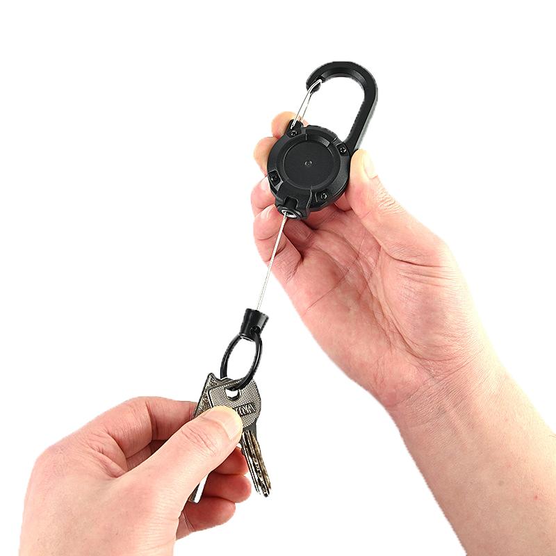 1Pc Wire Rope Sporty Retractable Key Chain Anti-Lost Metal Easy-To-Pull Buckle