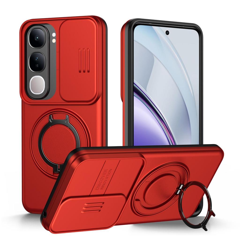 Slide Camera Lens Protector Case for Vivo V40 Lite Built-in 360° Rotatable Ring Kickstand