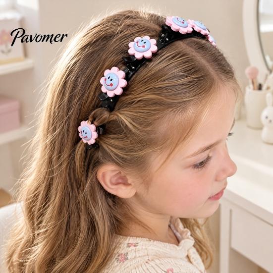 Convenient Hair Bands for Women Flower Headband Girls, Cute Braided with Mini Clips, Non-Slip Stylish Headbands Ponytails Double Layer Band,