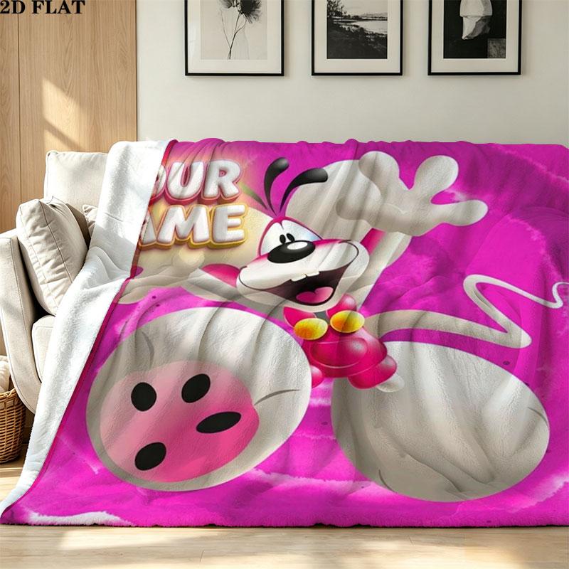1PC Diddl Custom Name Patterned Flannel Blanket Suitable For All Seasons for Home Decor Warmth and Comfort Gifts Holiday Present