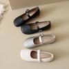 2025 Summer New Silver Woven Mary Jane Shoes Women's Shoes Wear One-word Buckle with Soft Sole Small Fragrant Wind Light Mouth Single Shoes