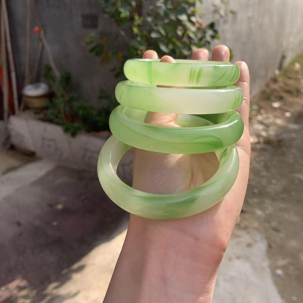 Браслет из зеленого стекла в китайском стиле с цветочным узором, вдохновленный Xiaohongshu – свежий, универсальный и сказочный