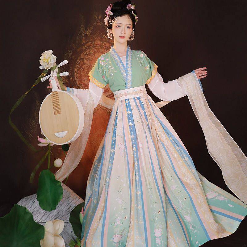 Hanfu женское новое китайское стильное супер фея элегантное женское плиссированное платье длиной до талии в стиле Тан старинное весенне-осеннее платье