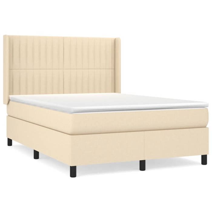 Maison Exclusive - Sommier à lattes de lit avec matelas Crème 140x200 cm Tissu