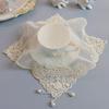 Beige Nail Bead Lace Embroidery Placemat Table Mat Dustproof Embroidery Universal Cover Cloth Tablecloth 28cm