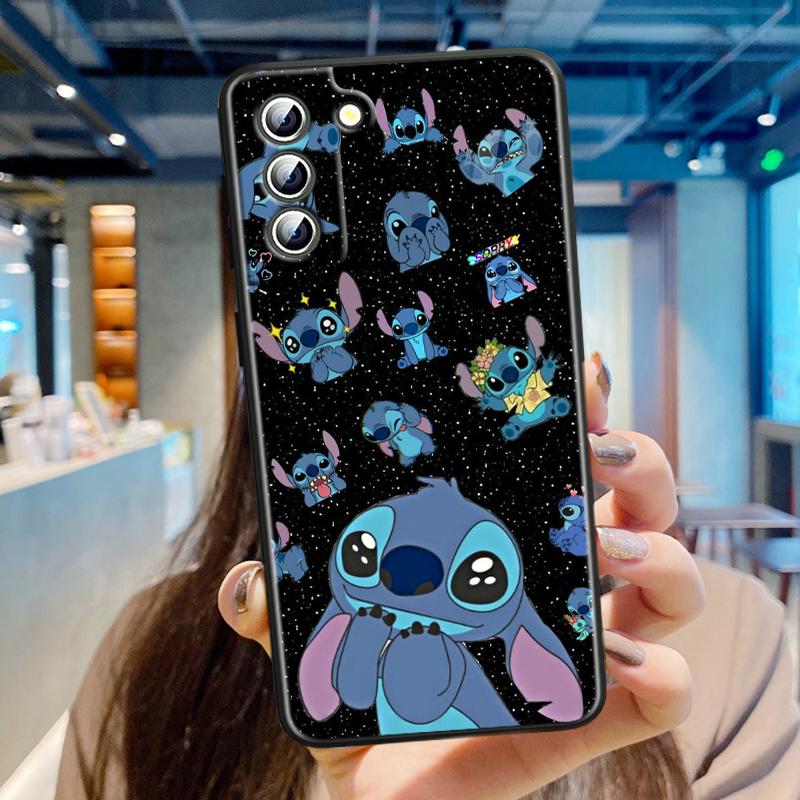 Чехол для телефона Stitch Cartoon Cute для Samsung Galaxy S24 S23 S22 S21 S20 FE S10 S10E Plus Ultra Pro Lite 5G Black TPU