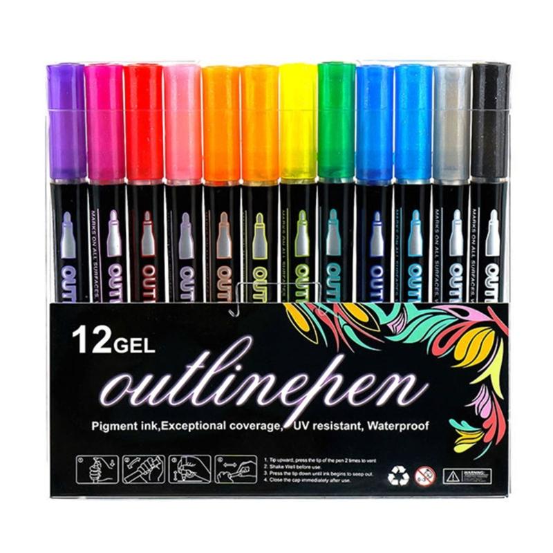 Marker Pen for Smooth Flow Glitter Gel Pen For Drawing Writing On Multiple Surfaces Fade Resistant Art Tools