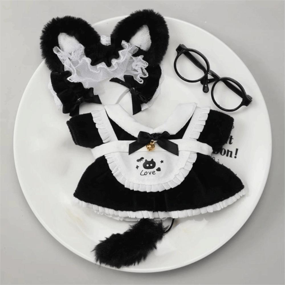 Bow Skirt Outfit Doll Clothes Cat Tail Cotton Doll Clothes Mini Maid Dress DIY Gift Toys