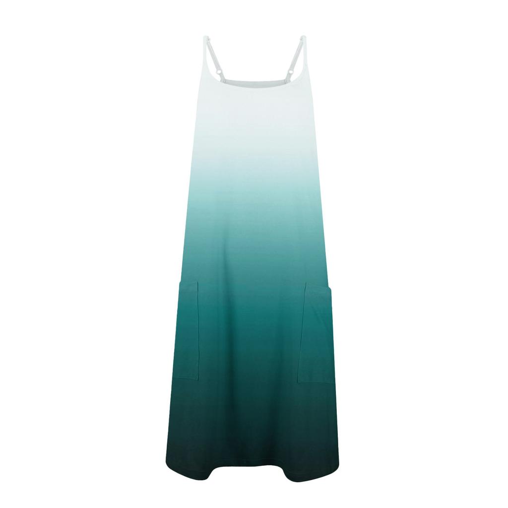 Женское летнее повседневное платье с квадратным вырезом и подтяжками, с карманами