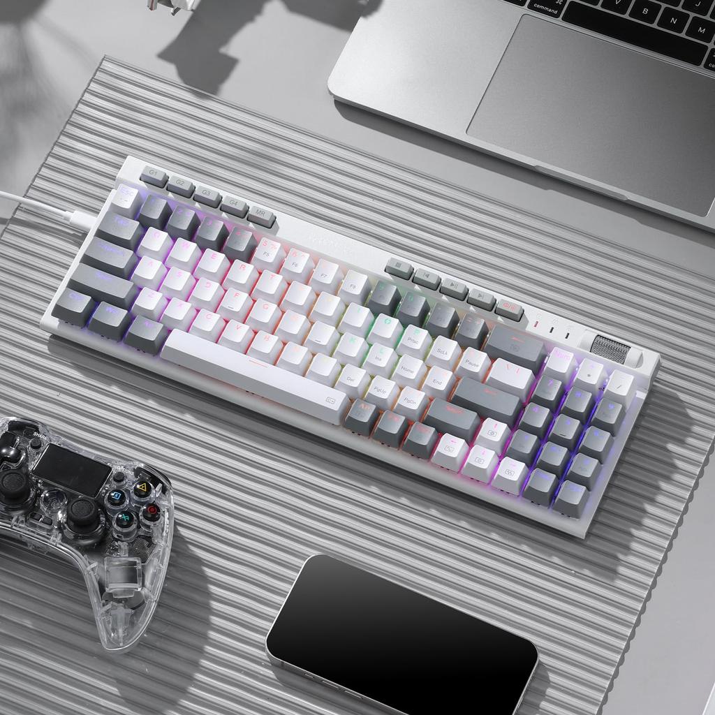 Redragon K655 RGB Wired Mechanical Gaming Mechanical Keyboard with Aluminum Cover Upgraded Socket and Onboard Quiet Linear Red Switches 75% Keyboard,