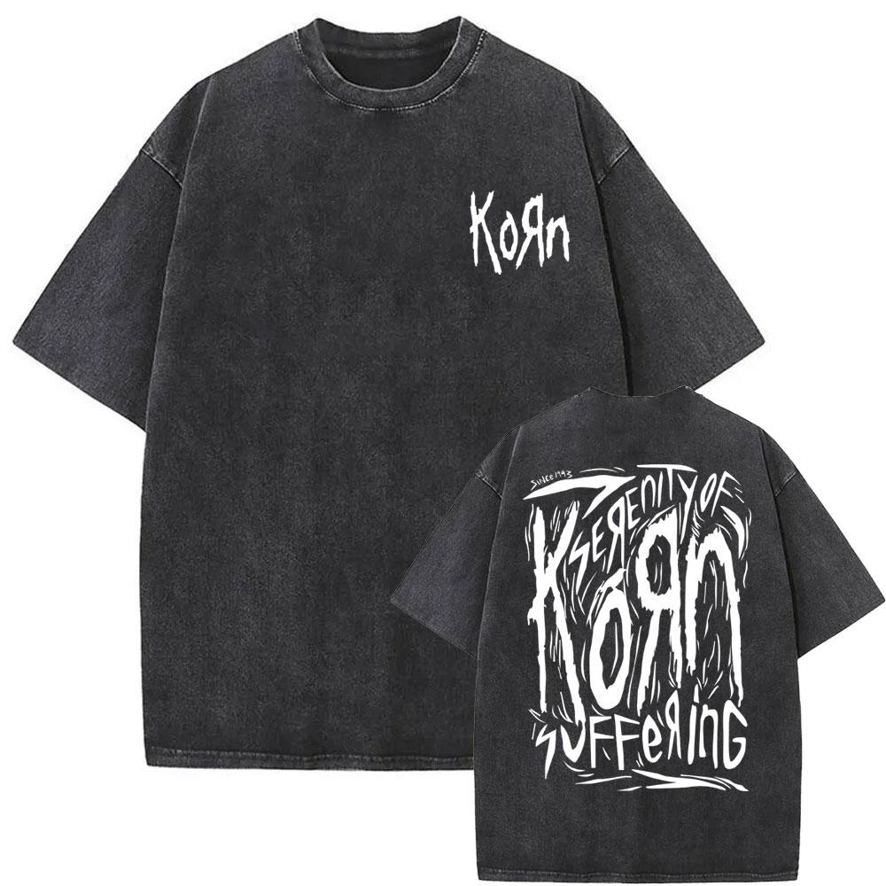 Стирка Винтажная Рок-группа Korn Ftl Follow The Leader Футболка Мужская Готическая Повседневная Оверсайз Футболки Мужская Футболка Мужская Винтажная Футболка