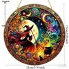 1pc Halloween Witch Stain Art Window Hanging Suncatcher Plaque Acrylic Round Wreath Decoration Indoor Outdoor Window Decora