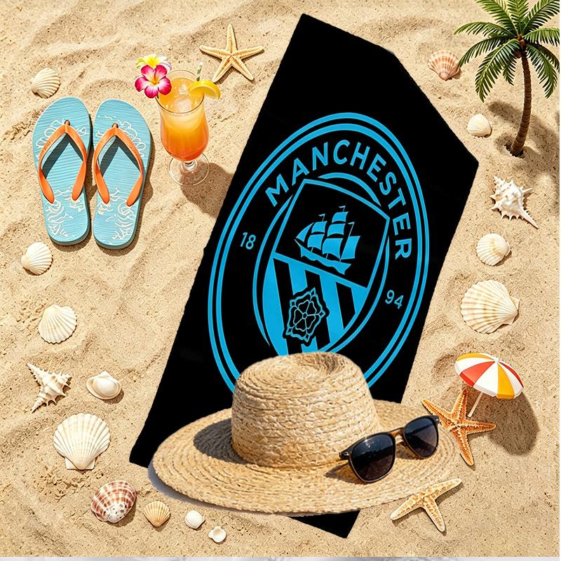 Football team City FC Print Beach Towel, Versatile Lightweight Absorbent Beach Towel for Pool Surf Yoga Bathroom, Perfect Birthday Holiday Gift